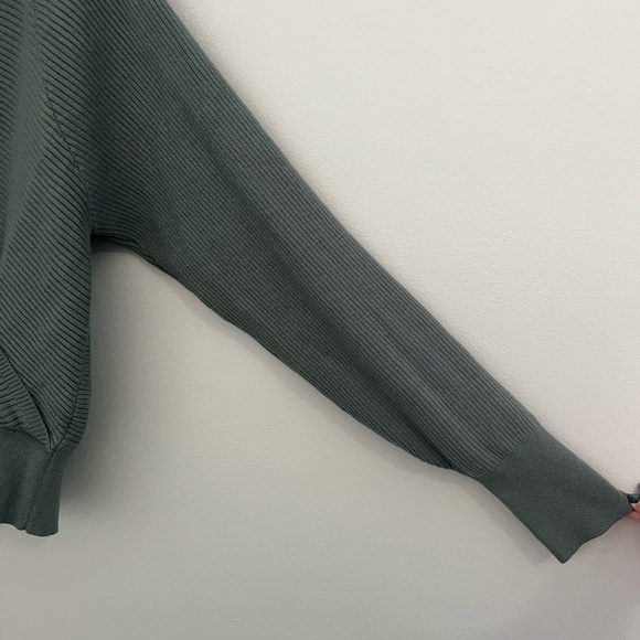 Lulu’s Cuddlesome Sage Green Surplice Ribbed Knit Sweater - Picture 7 of 9